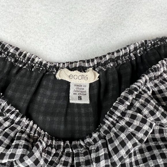 Urban Outfitters Ecote Black/White Gingham Off-the-Shoulder Shift Mini Dress S - Picture 3 of 5